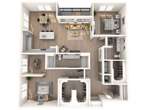 Floor plan for 2 beds, 2 baths, 1652 sqft